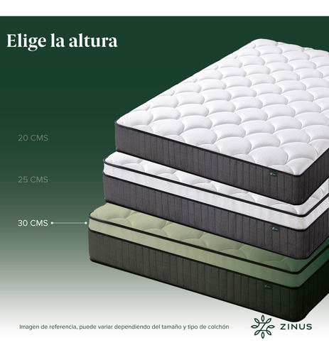 Colchón Zinus 2 Plazas Long 150x200x30cm Espuma Y Resortes