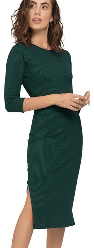 Vestido Largo Para Mujer Verde Botella Rutta