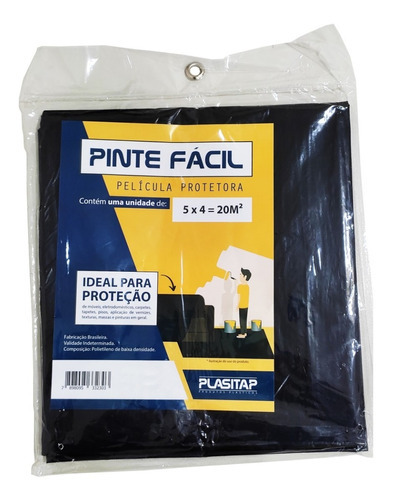 Lona Protetora Plástica Preta 5x4 20m² Pinte Fácil