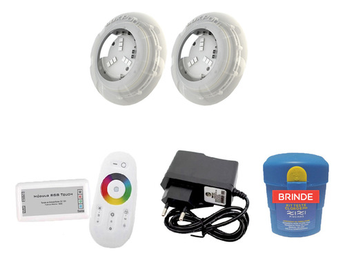 Kit Led Piscina 16m² - 2 Leds 4w, 1 Módulo Rgb + Fonte