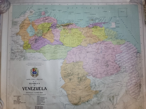 Mapa Físico Y Político De Venezuela 1967