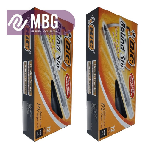 Imagen 4 de 7 de Lapicera Bolígrafo Bic Rondo Round Stic Negro Caja X12