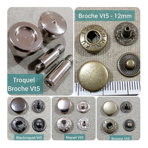 Broche Metálico Vt5 O 12mm Sistema Chupón - Por Un Ciento