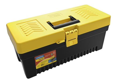Caja plástica para herramientas Tramontina 43804017, 19 cm x 43,2 cm x 19 cm, negra y amarilla