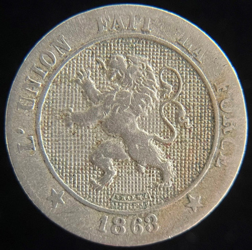 Belgica, 5 Centimes, 1863. Leopoldo I. Vf-