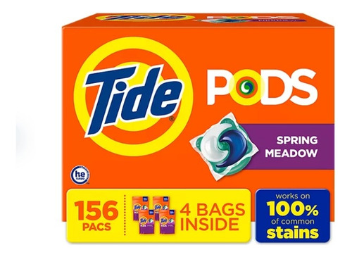 Tide Pods Detergente Para Ropa Pacs, Spring Meadow, 156 Ct