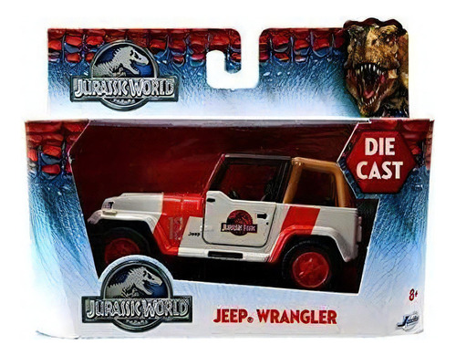 Carro em miniatura Jada Wrangler 1992 1:32 branco/vermelho