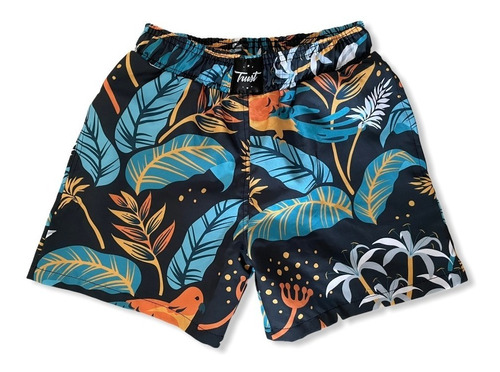 Bermuda Shorts Praia Tactel Infantil Verão Floral Tropical 