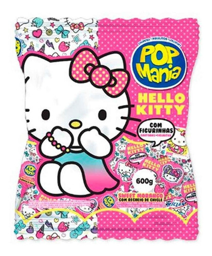 Pirulito Pop Mania Hello Kitty Morango 600g 1und