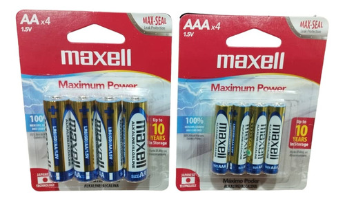 Pilas Maxell Aa Y Aaa Blister De 4 Unidades