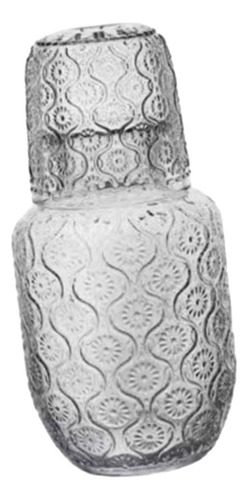 Jarra De Cristal De De Noche Con El, Y El Vaso Transparentes