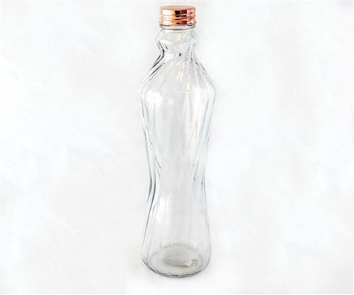 Botella De Vidrio Facetado Para Agua ,jugos Con Tapa Cobre