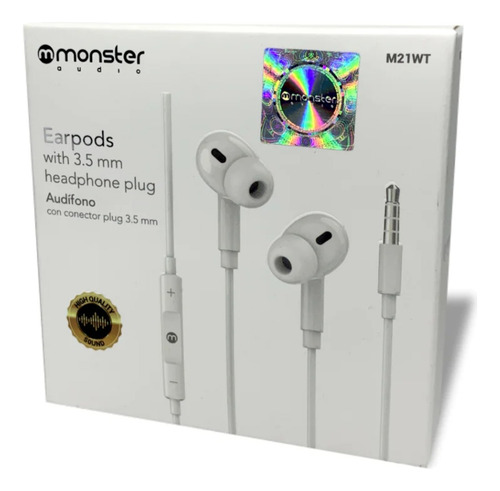 Audífonos Manos Libres Monster Audio Modelo M21wt Blancos
