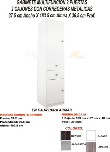 Imagen 2 de 6 de Despensero Organizador Cocina 2 Puertas 2 Cajones Correderas
