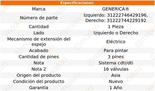 Espejo Izq O Der Elect P/pintar 3 Pines Astra 00/03