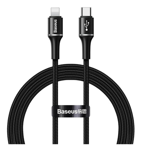 Cable Cargador iPhone 11 Pro Tipo C X Lightning Baseus Pd Color Negro