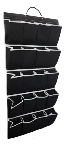 Organizador Sapatos Sapateira Vertical Atrás Porta 20 Bolsos Cor Preto