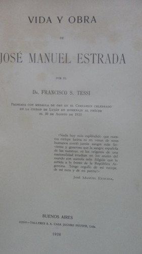 Vida Y Obra De Jose Manuel Estrada Francisco Tessi