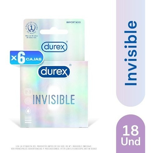 6 Pack Condones Durex Invisible - 3 Un.