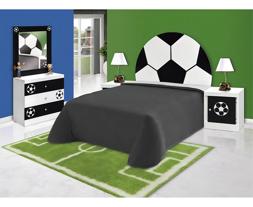 Recamara Matrimonial Soccer 5 Piezas Blanco Këssa Muebles