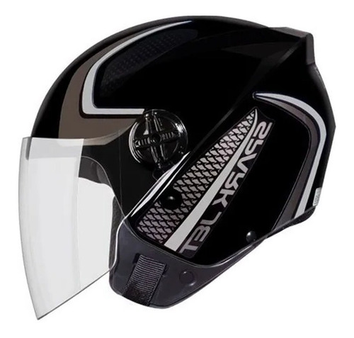 Capacete Ebf Spark Jet Aberto Sting Preto E Chumbo Brilhante