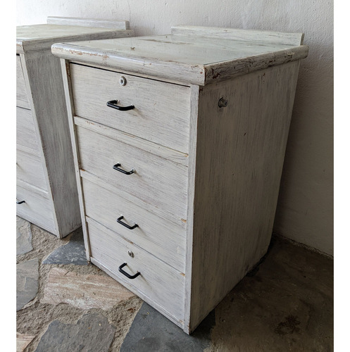 Mueble Cajonero Rustico Madera Patinada Organizador 4 Caj. (Usado)