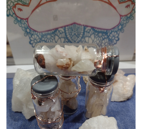 Piedras Energéticas En Botellitas Con Cobre Rose