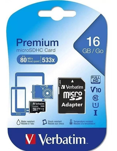 Verbatim Premium 44082 16 GB (Incluye: Incluye adaptador SD)