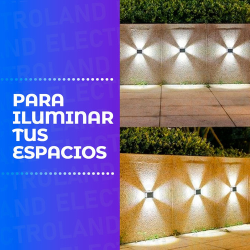 Aplique Lampara 2 En 1 Panel Led Solar Luz Exterior 12 Leds Estructura Negro