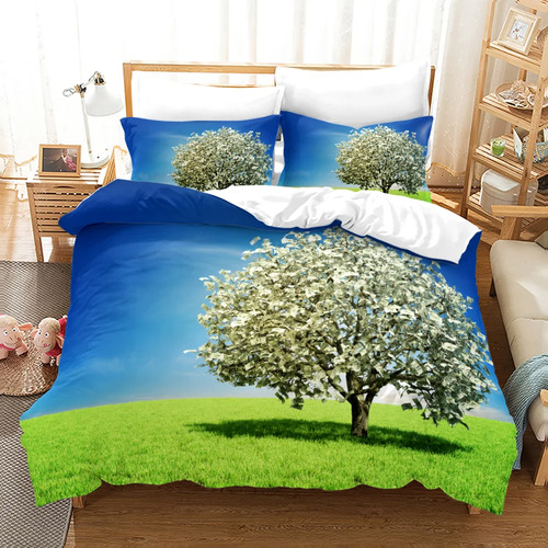 Juego De Cama Big Tree De 140 X 210 Cm Con Impresión 3d Para