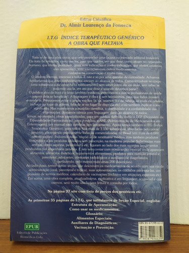 I.t.g. - Indice Terapeutico Generico - Medicamento Generico, Como Usar, De Almir Lourenço Da Fonseca. Editora Epub, Capa Mole Em Português