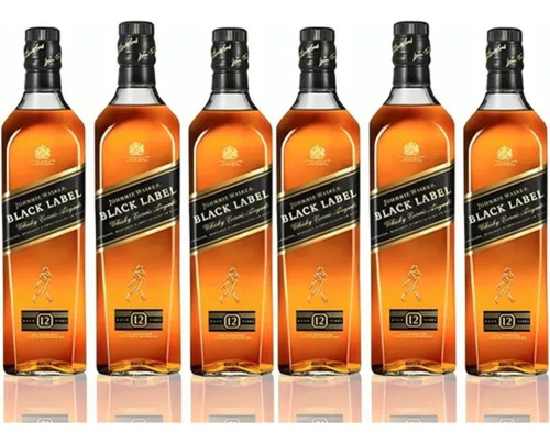 Paquete 6 Piezas Whisky Johnnie Walker Black Label 750ml