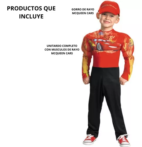 Disfraz Rayo Mcqueen Cars Con Musculos Y Gorra Orginal Niño Infantil