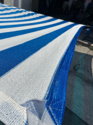 Malla Sombra Rashel 90% 8x10 Reforzada Lista Para Colocar Blanco/azul