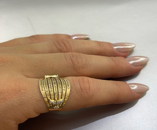 Anel Sete Dons Do Espirito Santo Ouro 18k 750