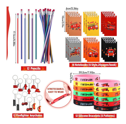 144 Pcs Firefighter Party Party Suministros De Fiesta Con De