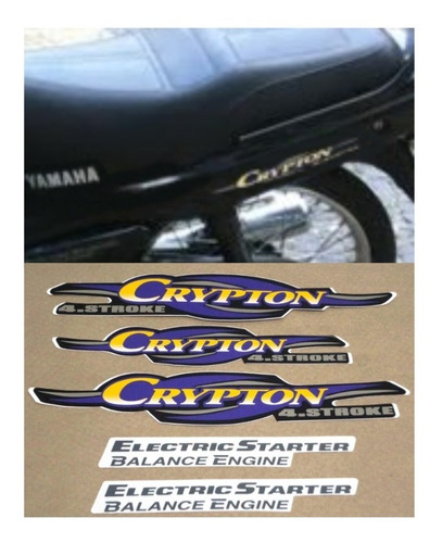Kit De Adesivos Compatível Crypton 2003 Preta Resinado 00855