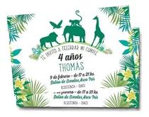Comprar Cumple Animales De La Selva, Tarjeta Animales Imprimible