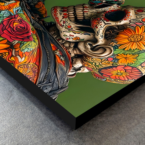 Cuadro Decorativo Calavera Esqueleto Tatuajes 40x27cm Negro Negro