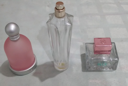 Lote De 3 Frascos De Perfume Mujer Vacíos Transparente (Usado)