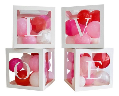 Cubo Letras Love 4 Ud Rojo Amor Decoracion Eventos Amistad