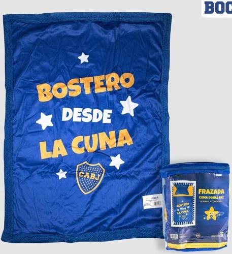 Frazada Cuna Doble Faz Boca Juniors C/corderito 70x100cm