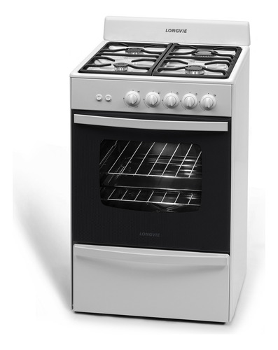 Imagen 2 de 10 de Cocina A Gas Longvie 13331bf 56cm Blanca Cajón Parrilla