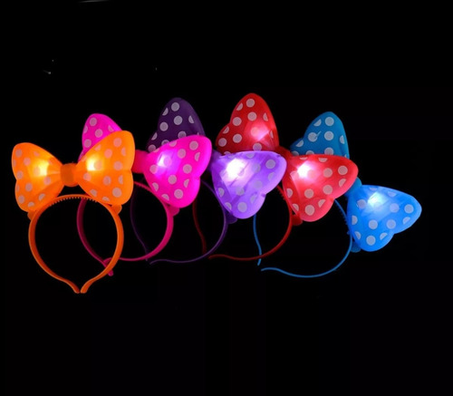 24 Diademas Luminosas Led Moño Mimi Minnie Colores Mini