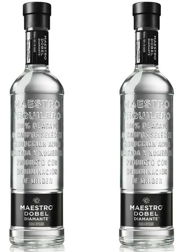 2 Botellas Tequila Maestro Dobel Diamante Cristalino 700 Ml