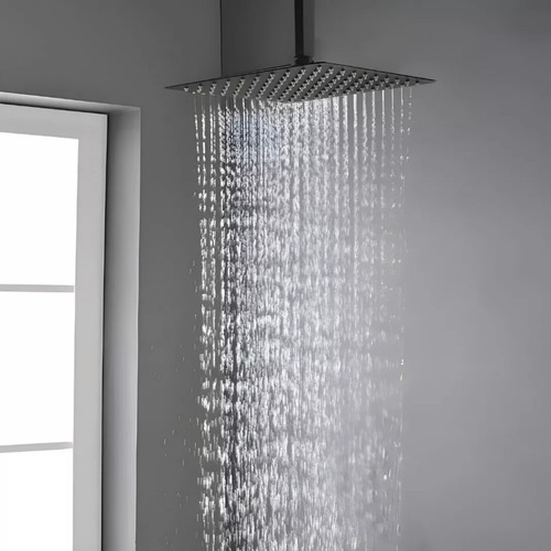 Chuveiro Ducha Slim Quadrado 20x20cm Com Braço De Teto