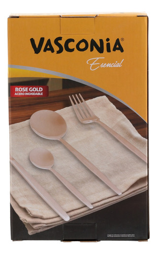 Juego De Cubiertos Vasconia Esencial Rose Gold 16pzas