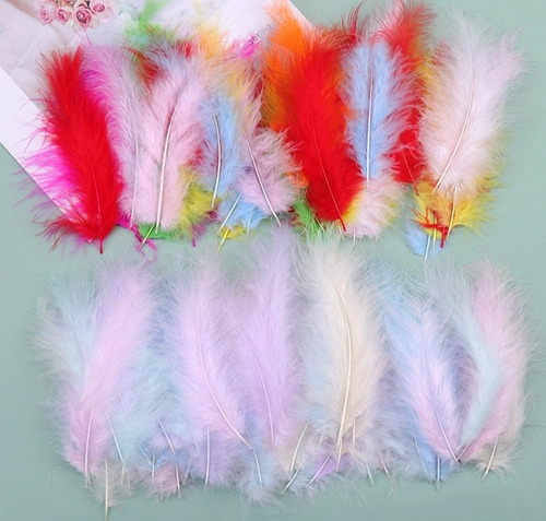 Imagen 5 de 8 de Plumas Artificiales Colores Artesanías Marabú X50 Unidades