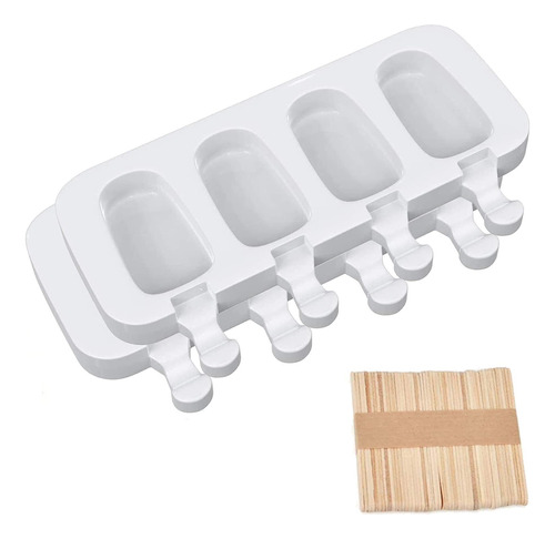 2pcs Moldes Para Paletas De Hielo De Silicona Con 50 Palitos