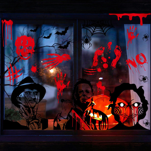 Calcomanías De Ventana De Halloween Personajes De Terror Reu